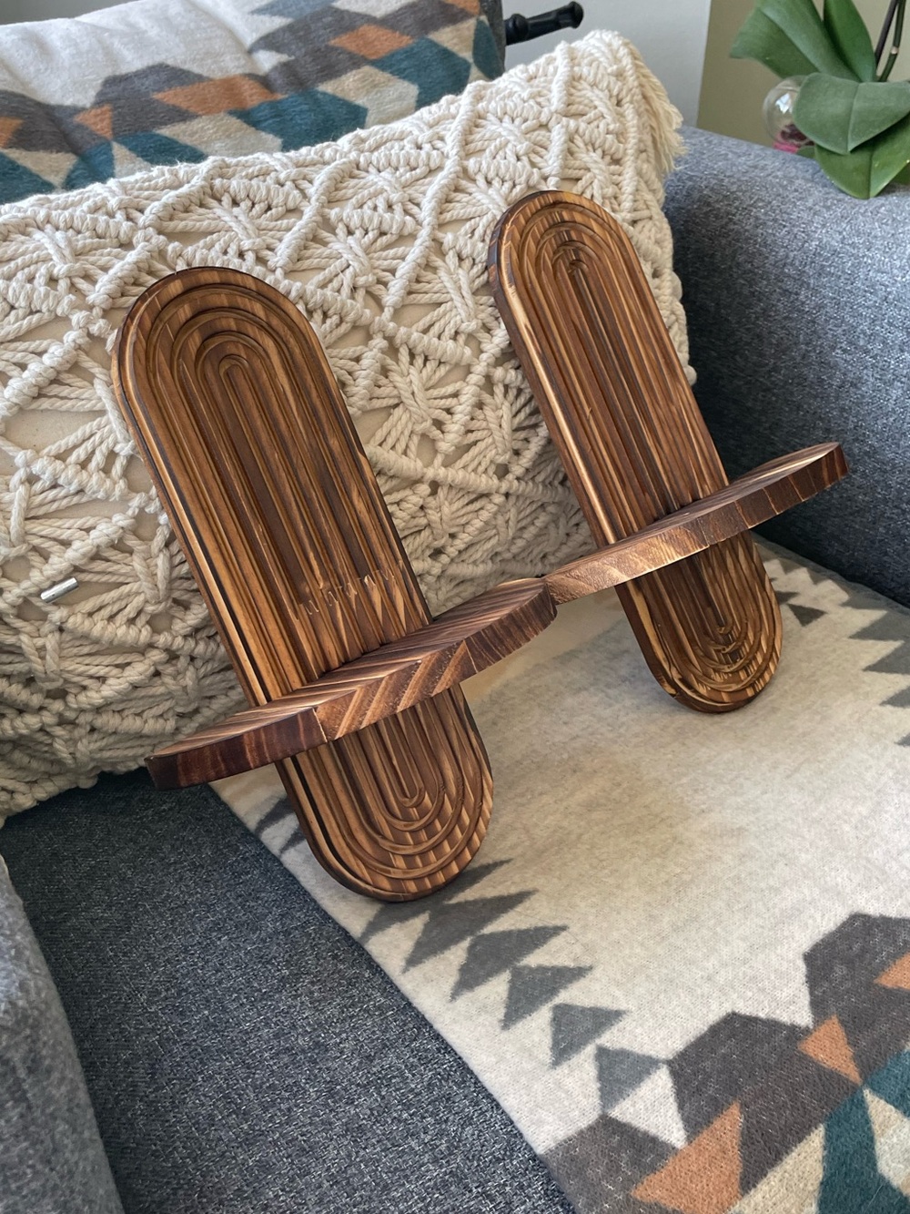 NEW Set of 2 Boho Floating Wooden Wall Shelves - Rustic Brown Pair